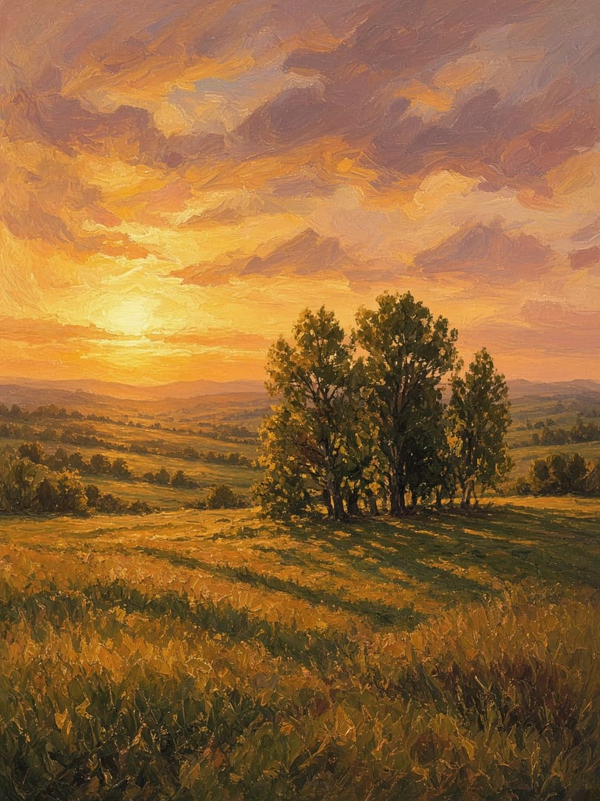 Golden Hour, original acrylic landscape